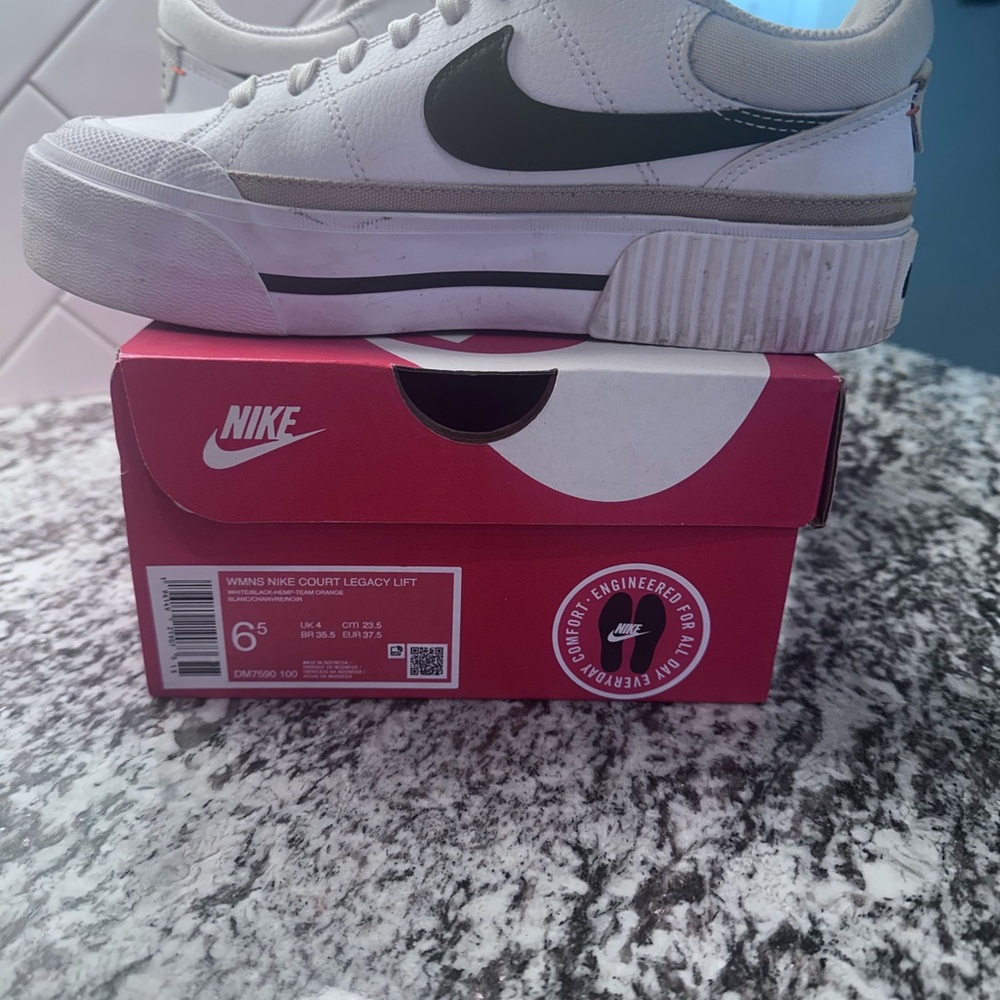 Nike White and Black Court Legacy Sneakers